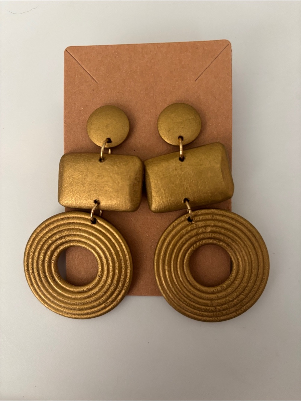 Fashion Jewelry Metallic Gold Geometric Drop Earrings